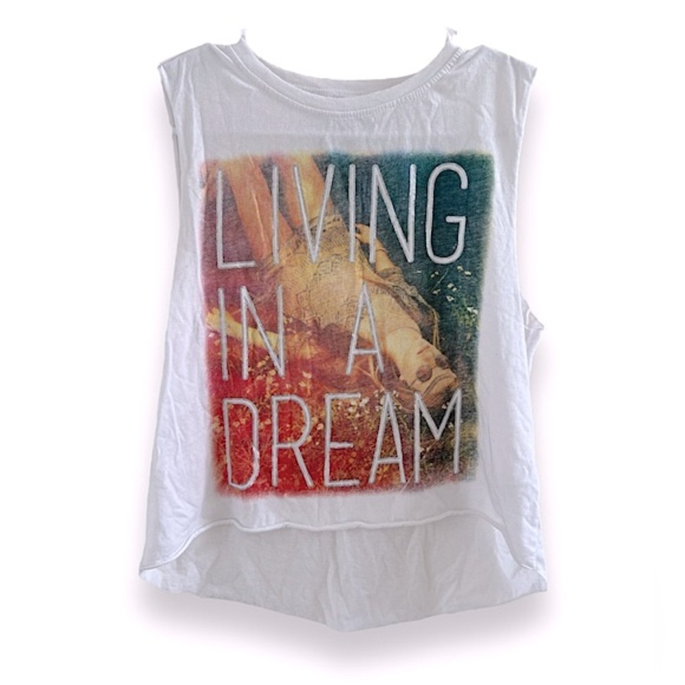PacSun Living in a Dream Graphic Ladies Muscle Tank Tee High Low Hem Size Small
